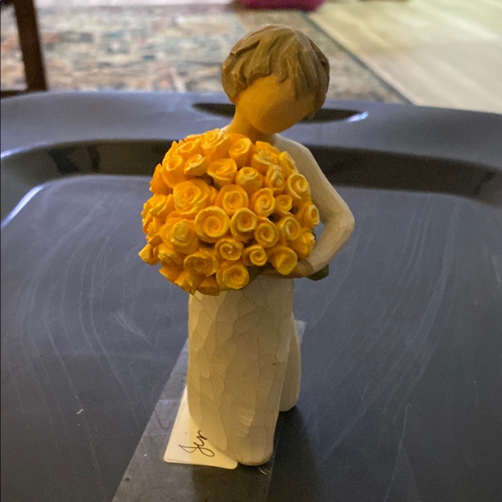 Willow Tree Sculpture with Orange Bouquet